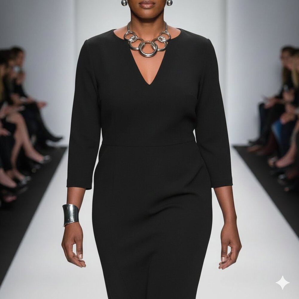 Size 24 VENUS Black Midi‎ Dress